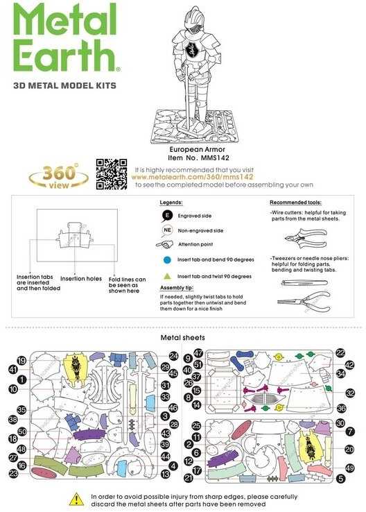 Metal Earth Metalinis 3D konstruktorius "Riteris Armor European"