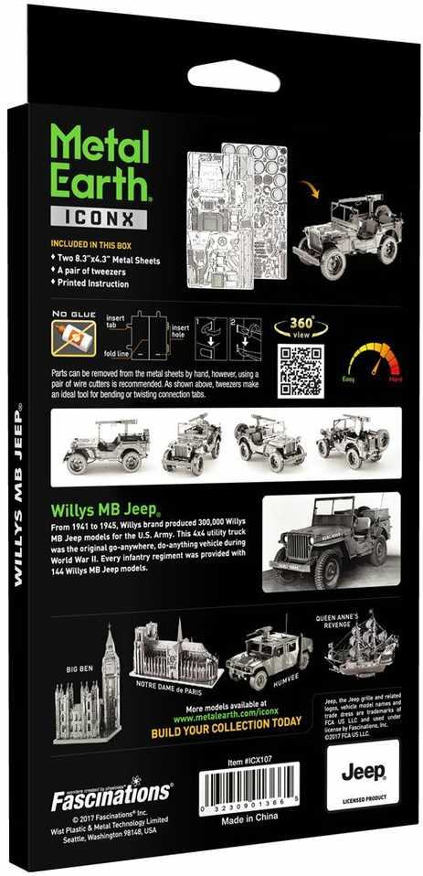 Metalinis 3D konstruktorius Metal Earth Willys Jeep