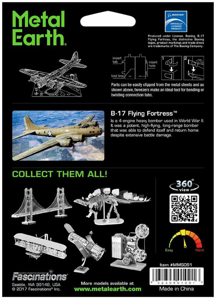 Metalinis 3D konstruktorius Metal Earth B-17 Flying Fortress