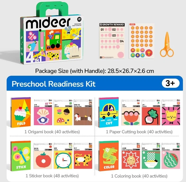 Mideer 4in1 Įgūdžių lavinimo rinkinys priešmokyklinukui
