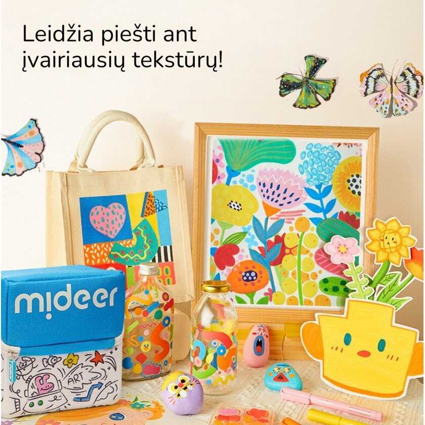Mideer Akriliniai markeriai su minkštu antgaliu dėkle - 24 spalvos