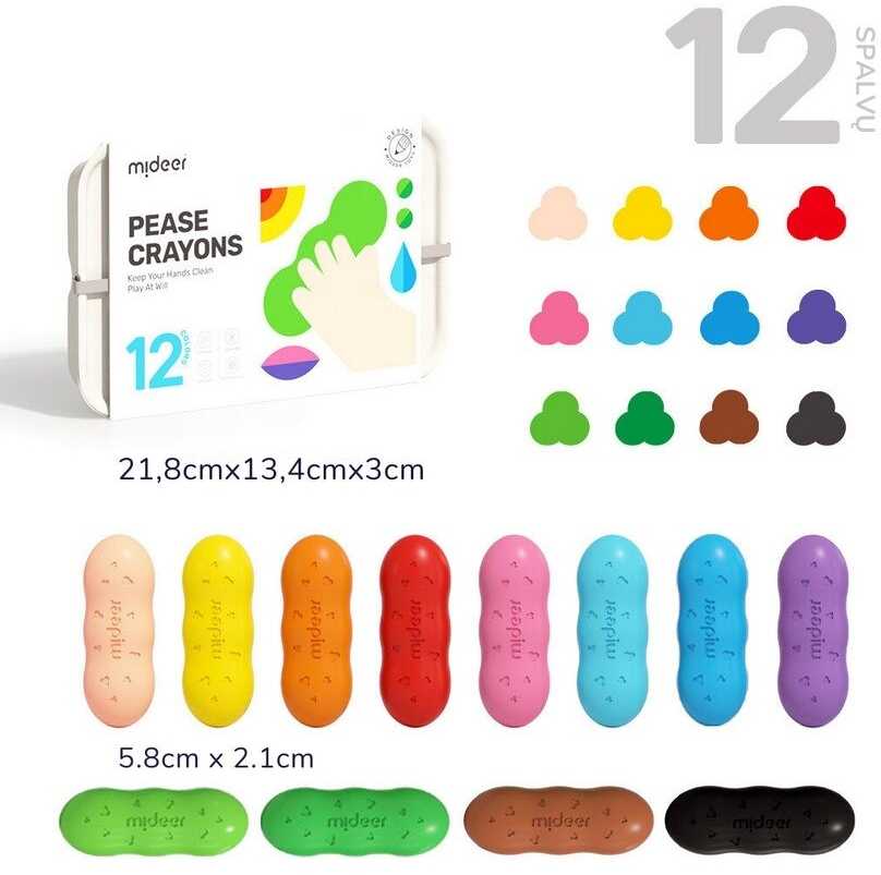 Mideer Bičių vaško kreidelės pupelės 12vnt
