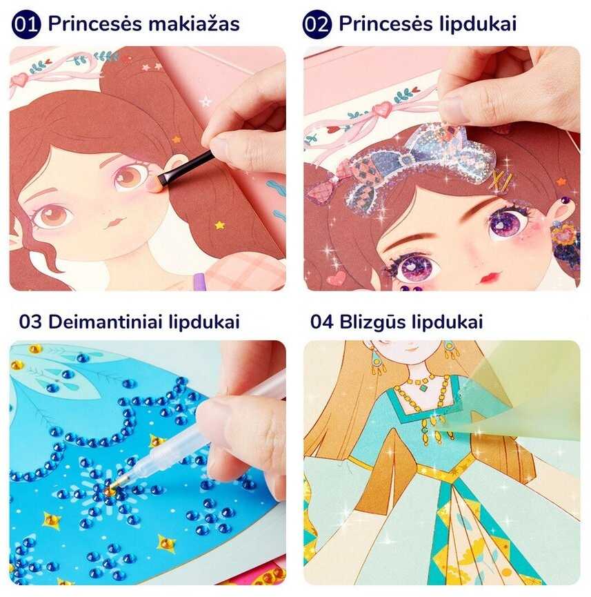 Mideer Kūrybinių darbelių rinkinys Princesės makiažo šou 3in1