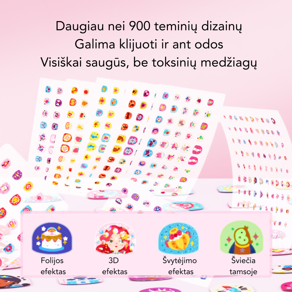 Mideer Lipdukai nagams Princesė 300+vnt