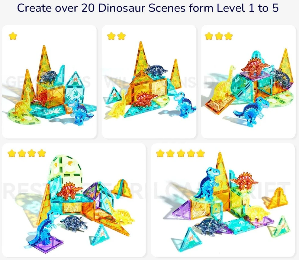 Mideer Magnetinis konstruktorius „Dinozaurai“ – 48 dalys