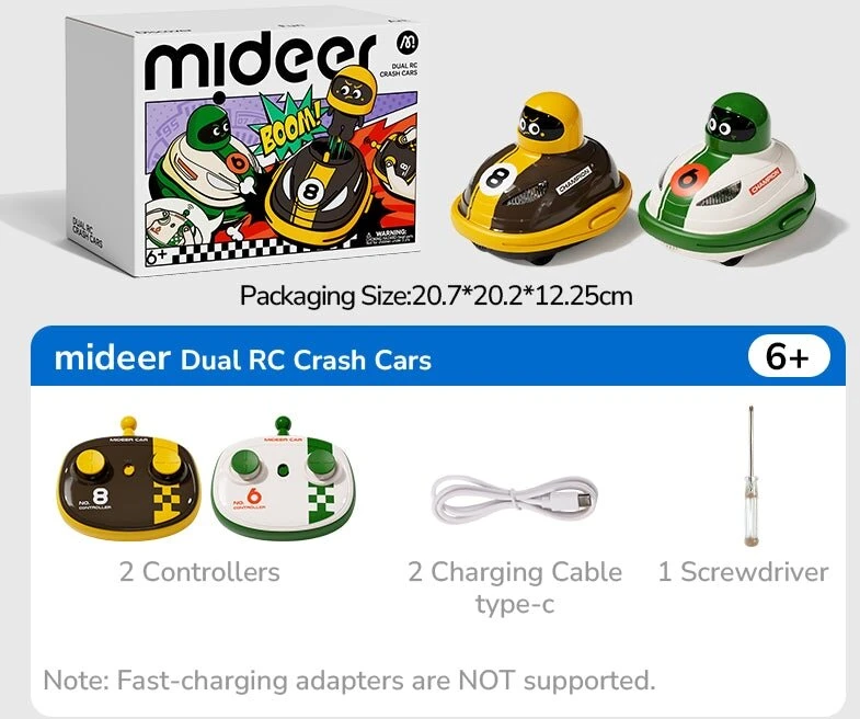 Mideer Nuotoliniu būdu valdomų automobilių rinkinys „Crash & Pop – Dvikova“