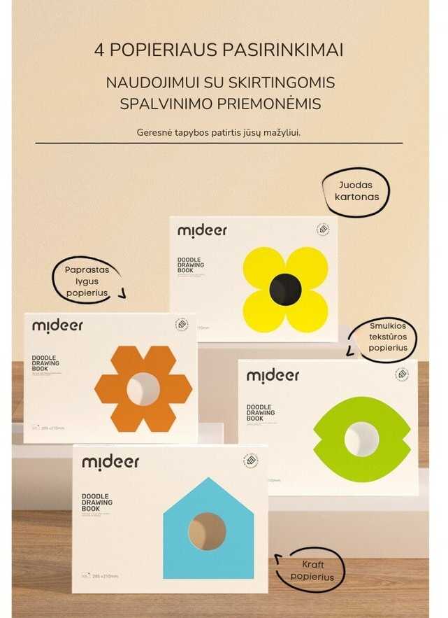 Mideer Smulkios tekstūros popierius piešimui