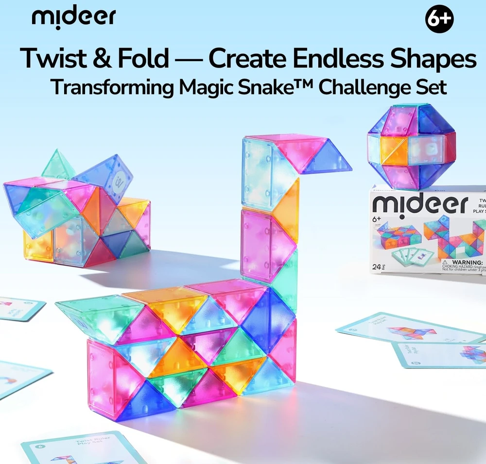 Mideer Twist & Fold „Magic Snake“ galvosūkis su 48 užduočių kortelėmis