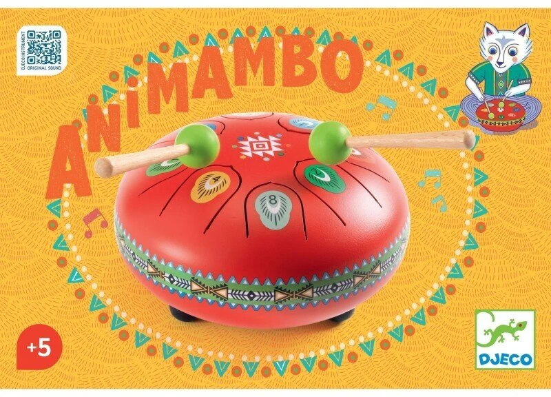 Djeco Animambo Muzikinis instrumentas - Raudonas metalinis būgnas (8 natos)