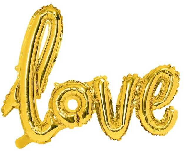 PartyDeco Balionai LOVE auksiniai 73x59cm
