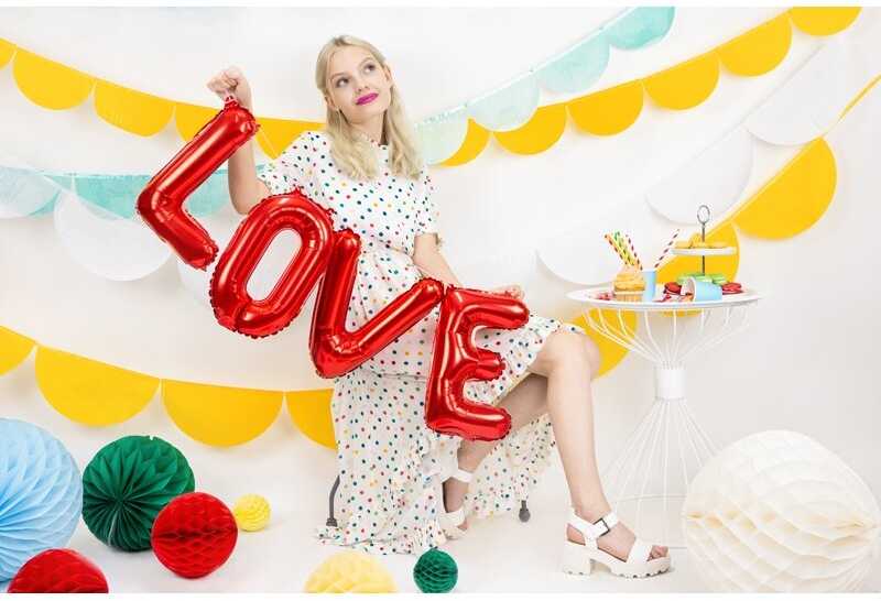 PartyDeco Balionai LOVE raudoni 140x35cm