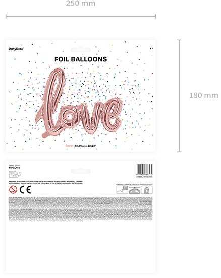 Party Deco PartyDeco Balionai LOVE rožinio aukso 73x59cm