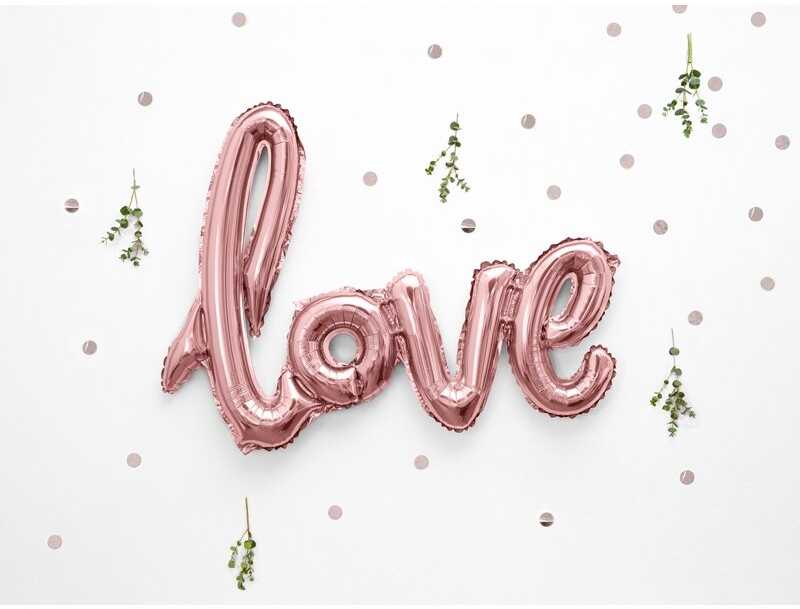 Party Deco PartyDeco Balionai LOVE rožinio aukso 73x59cm