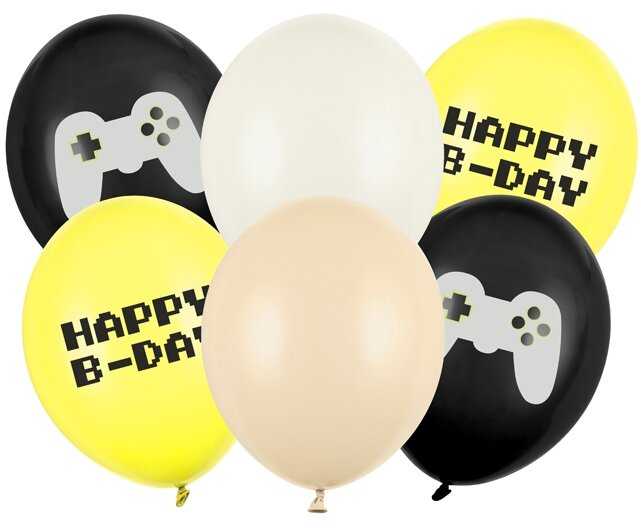 PartyDeco Balionų rinkinys Happy B-day, 6vnt