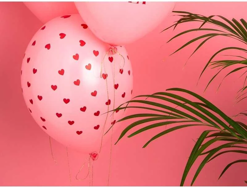 PartyDeco Rožiniai pasteliniai balionai "Širdelės" (6vnt)