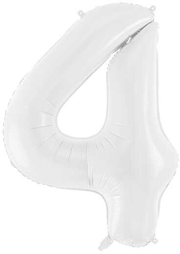 PartyDeco Baltas balionas Skaičius, 86cm, Skaičius: 4