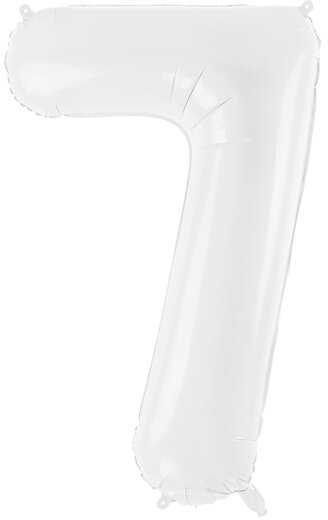 PartyDeco Baltas balionas Skaičius, 86cm, Skaičius: 7