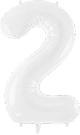 PartyDeco Baltas balionas Skaičius, 86cm, Skaičius: 2