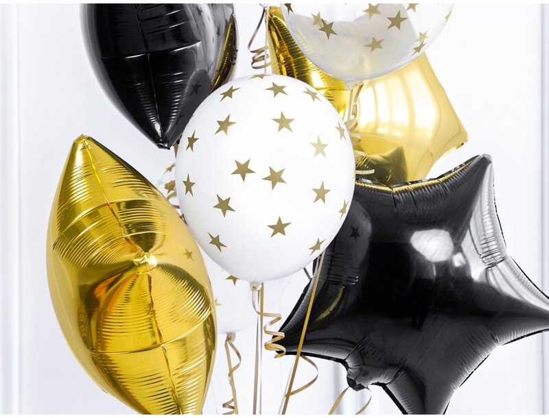 PartyDeco Balti balionai su žvaigždutėmis 6 vnt