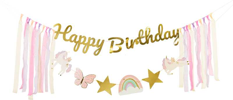 PartyDeco Girlianda Happy Birthday Vienaragiai, 230x17.5 cm
