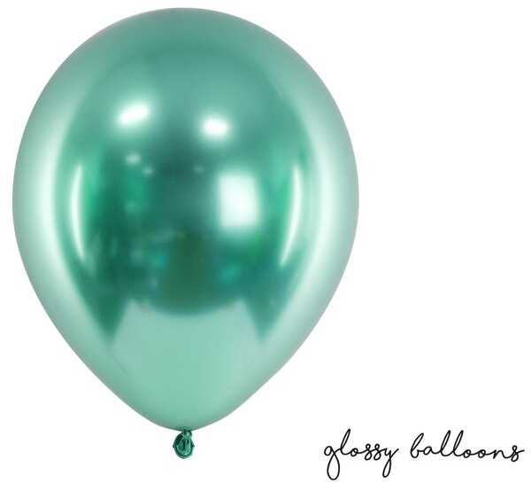 PartyDeco Blizgantys balionai žali, 30cm, 10vnt