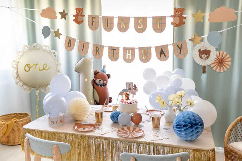 PartyDeco Popierinės dekoracijos-vėduoklės Meškiukas, 1 pak/2 vnt