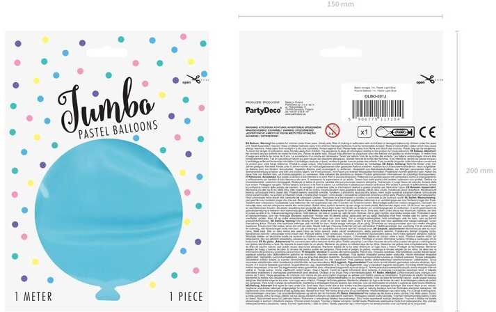 PartyDeco Didelis apvalus balionas 1m, melsvas