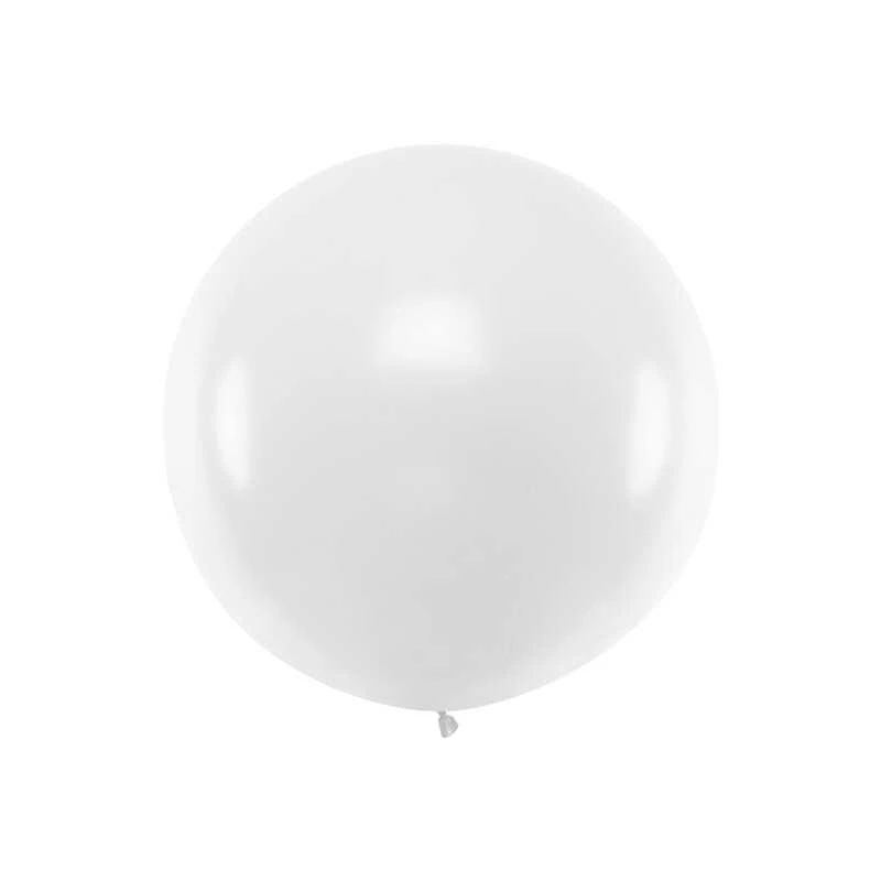 PartyDeco Didelis apvalus balionas 1m, pastelinis baltas