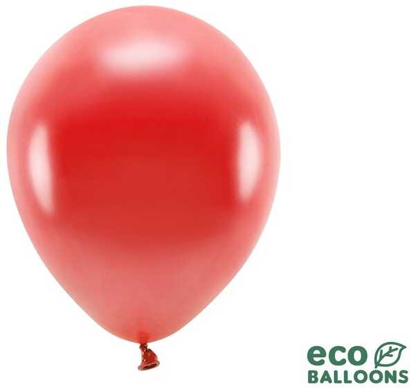 PartyDeco Ekologiški balionai "Metalik raudoni" 10vnt