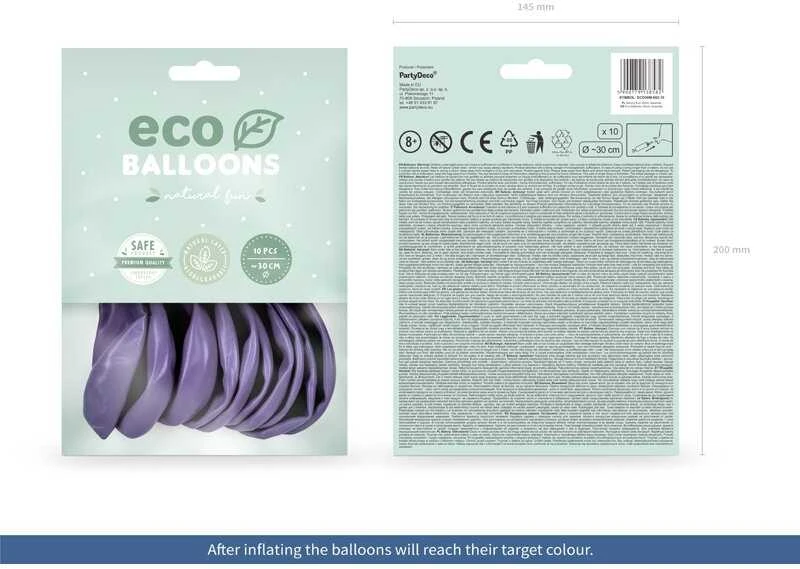 PartyDeco Ekologiški balionai "Pasteliniai levandų", 10vnt