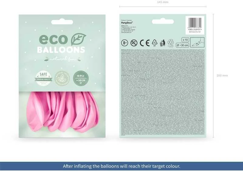 PartyDeco Ekologiški balionai "Pasteliniai rožiniai", 10vnt