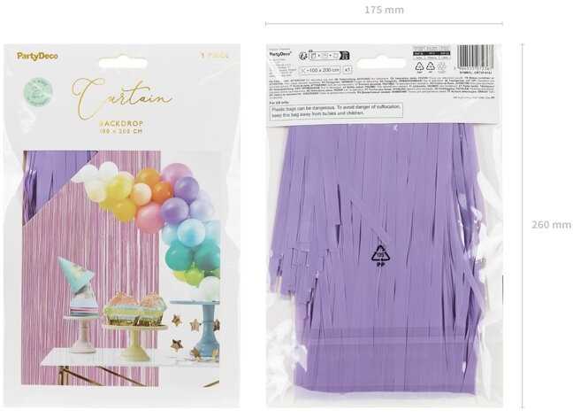 Party Deco PartyDeco Folinė kutų užuolaida dekoracijoms violetinė 100x200cm