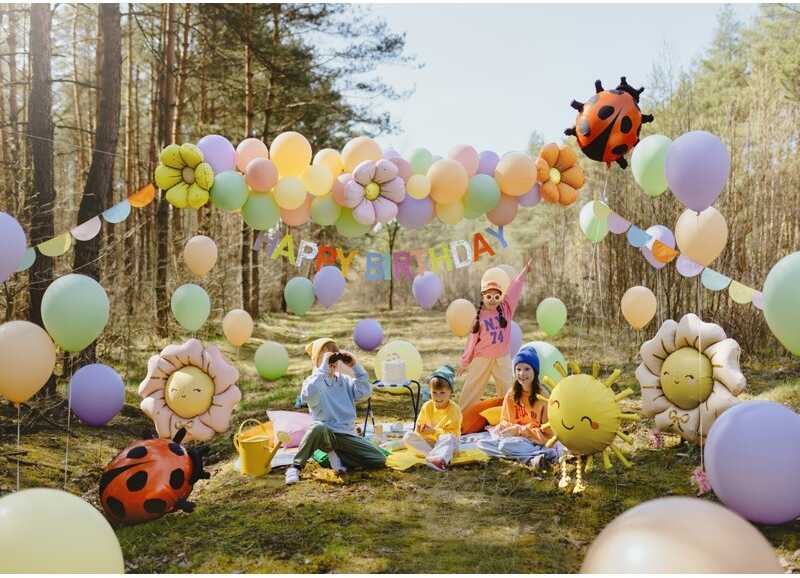 Party Deco PartyDeco Foliniai balionai Ramunėlės, spalvotos 4vnt