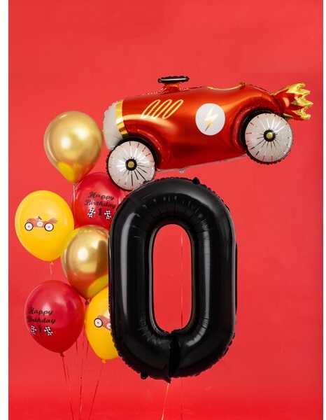 PartyDeco Folinis balionas "0" juodas, 86 cm