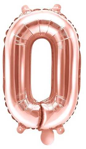 PartyDeco Folinis balionas "0" rožinio aukso, 35 cm