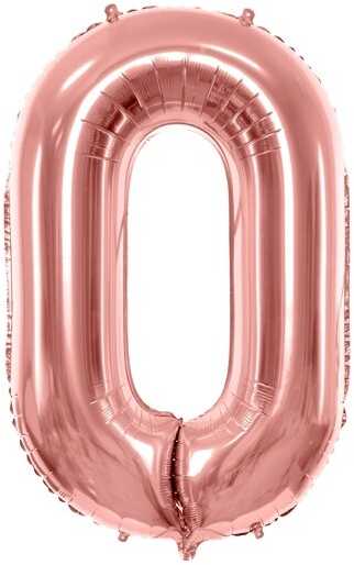 PartyDeco Folinis balionas "0" rožinio aukso, 86 cm