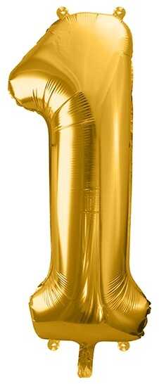 PartyDeco Folinis balionas "1" auksinis, 86 cm