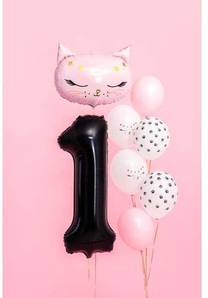 PartyDeco Folinis balionas "1" juodas, 86 cm