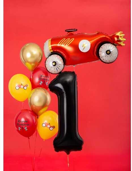 PartyDeco Folinis balionas "1" juodas, 86 cm