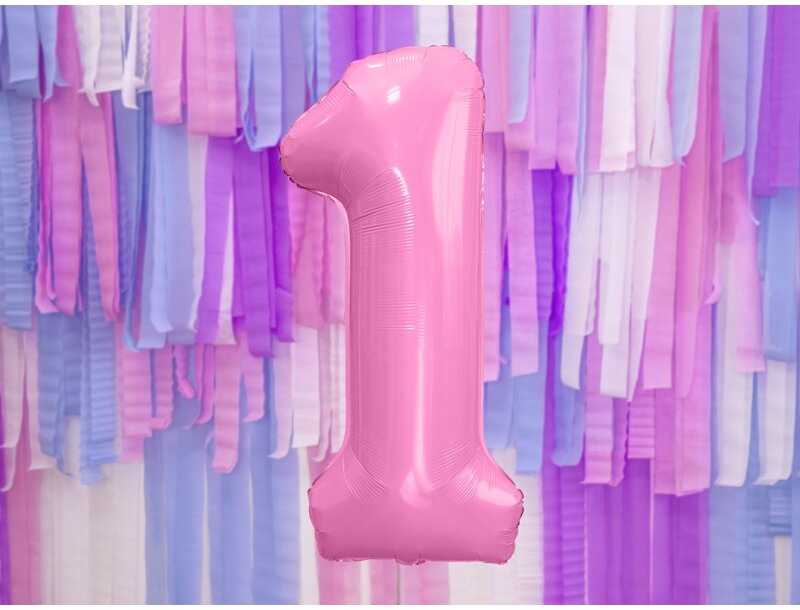 PartyDeco Folinis balionas "1" rožinis, 86 cm