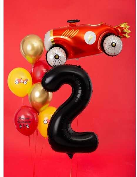 PartyDeco Folinis balionas "2" juodas, 86 cm