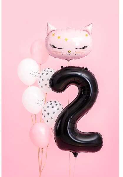 PartyDeco Folinis balionas "2" juodas, 86 cm