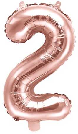 PartyDeco Folinis balionas "2" rožinio aukso, 35 cm