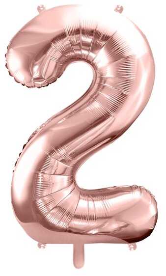 PartyDeco Folinis balionas "2" rožinio aukso, 86 cm