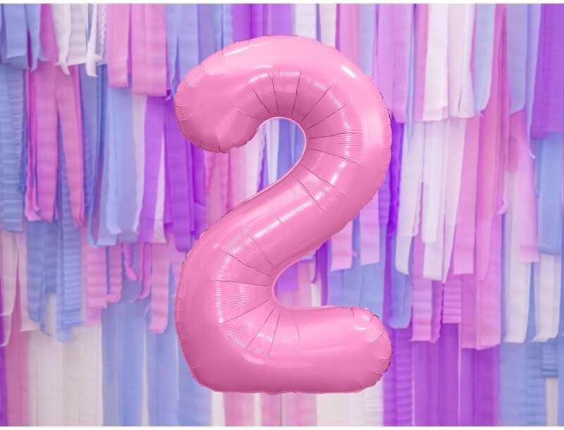 PartyDeco Folinis balionas "2" rožinis, 86 cm