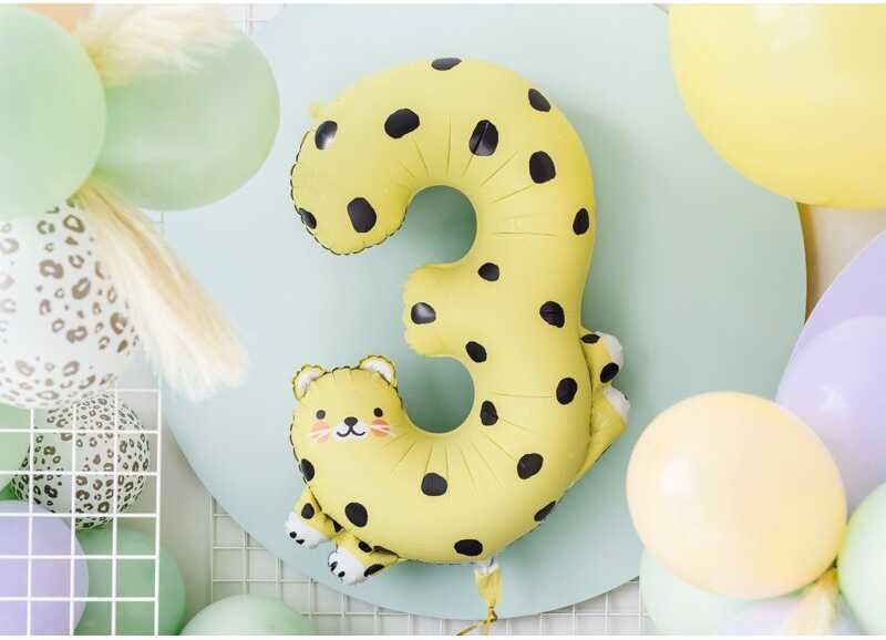 PartyDeco Folinis balionas "3" Gepardas, 68x98 cm