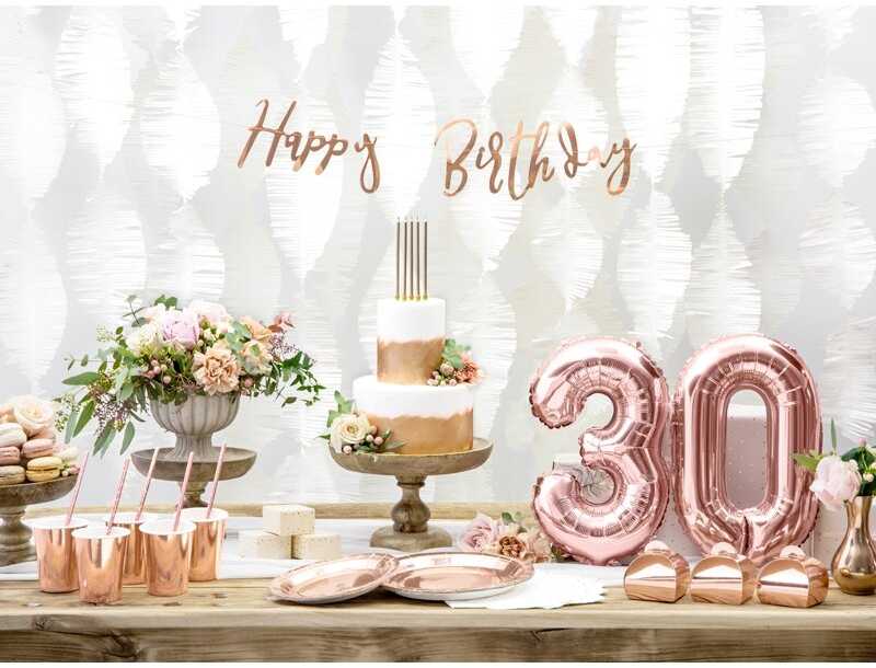PartyDeco Folinis balionas "3" rožinio aukso, 35 cm