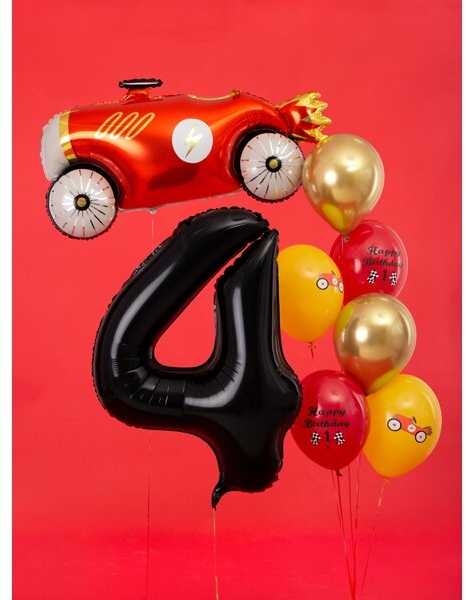 PartyDeco Folinis balionas "4" juodas, 86 cm
