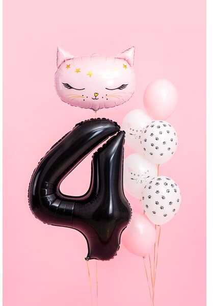 PartyDeco Folinis balionas "4" juodas, 86 cm