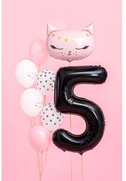 PartyDeco Folinis balionas "5" juodas, 86 cm